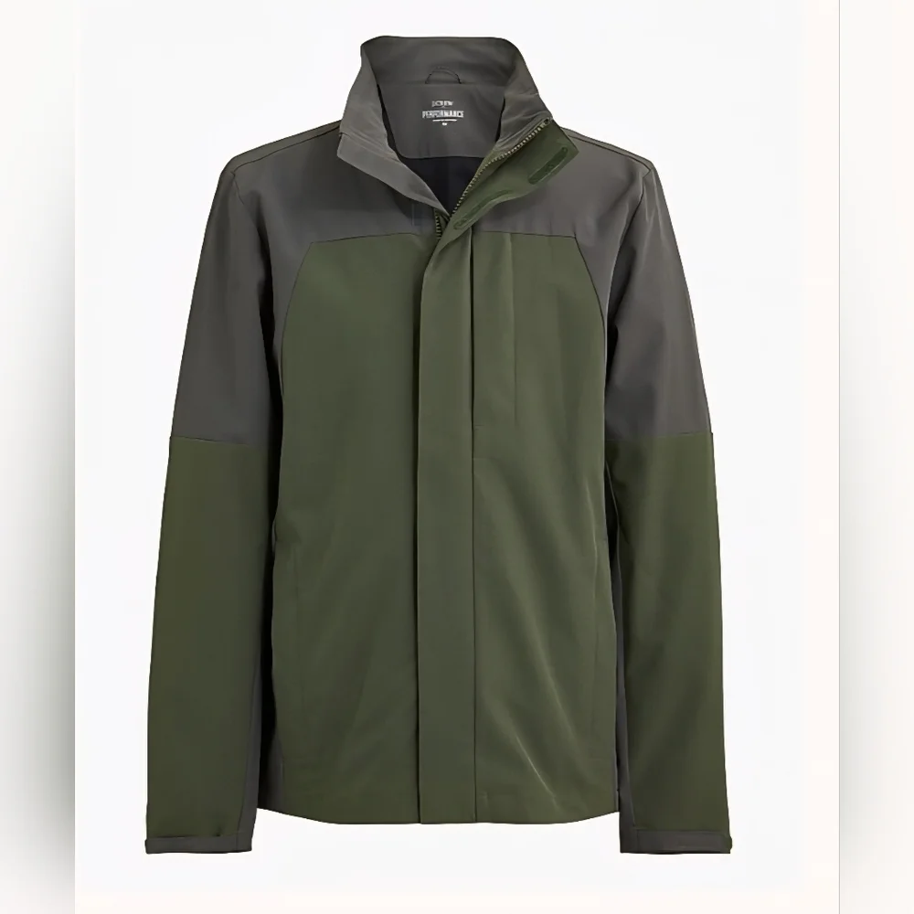 J Crew Performance Mens Medium Colorblock Performance Jacket Green Gray‎